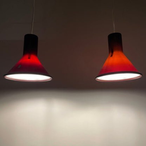 2X Holmegaard P&T Mini-lampes suspendues par Michael Bang - Verre violet