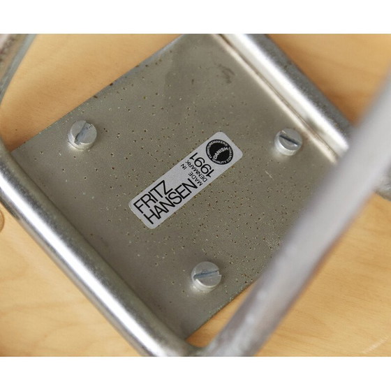 Image 1 of Ensemble de 4 tabourets de bar vintage en cuir noir par Piet Hein, 1961