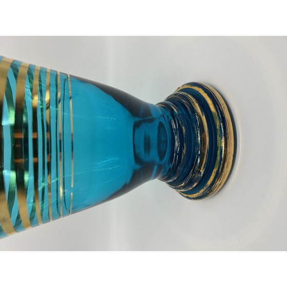 Image 1 of Vase vintage en verre bleu, 1950