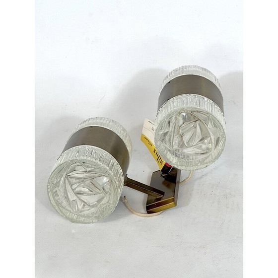 Image 1 of Applique vintage en verre et aluminium doré par Stilux Milano, Italie 1960