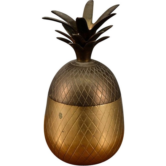 Image 1 of Boîte à ananas vintage en laiton, Allemagne 1970