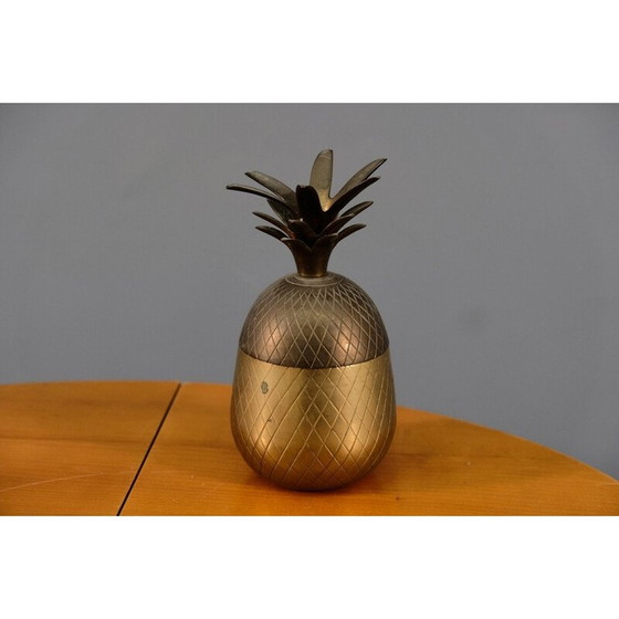 Image 1 of Boîte à ananas vintage en laiton, Allemagne 1970