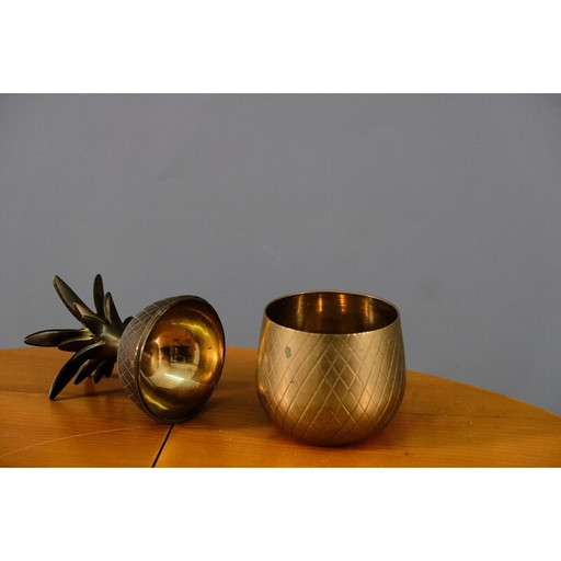 Boîte à ananas vintage en laiton, Allemagne 1970