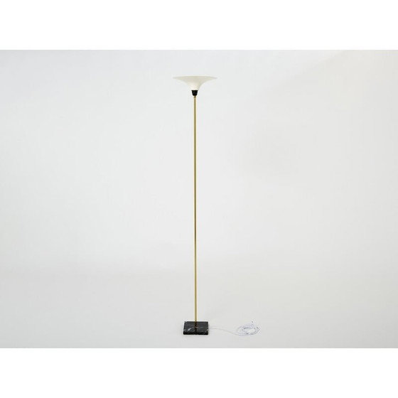 Image 1 of Lampadaire italien vintage Stilnovo en laiton et opaline, 1960