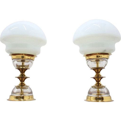 Paire de lampes vintage par Jablonecké Sklárny, Tchécoslovaquie 1980