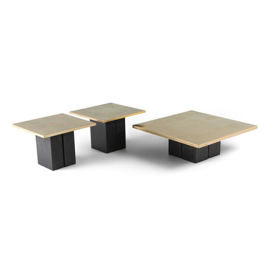 Image 1 of Ensemble de 3 tables d'appoint vintage en laiton par Christian Heckscher, Belgique 1970