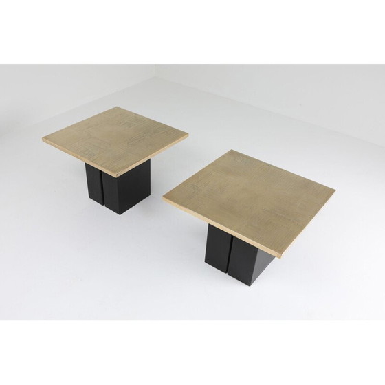 Image 1 of Ensemble de 3 tables d'appoint vintage en laiton par Christian Heckscher, Belgique 1970