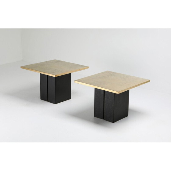 Image 1 of Ensemble de 3 tables d'appoint vintage en laiton par Christian Heckscher, Belgique 1970
