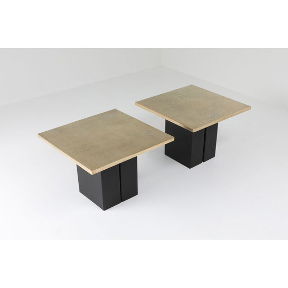 Image 1 of Ensemble de 3 tables d'appoint vintage en laiton par Christian Heckscher, Belgique 1970