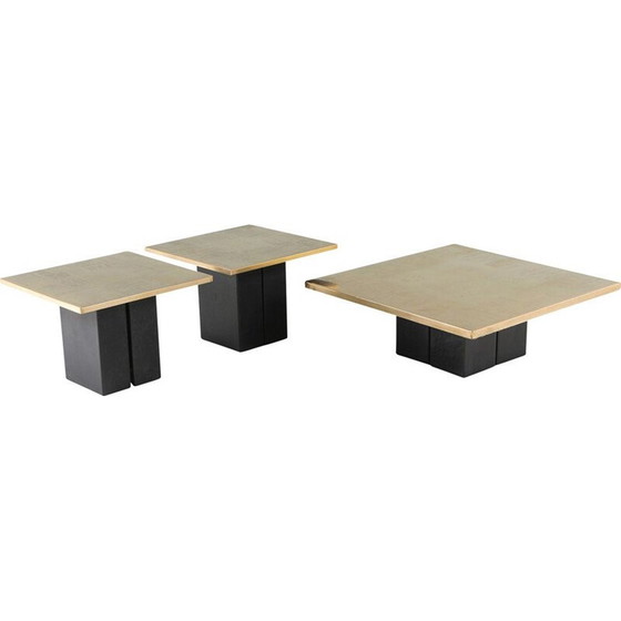 Image 1 of Ensemble de 3 tables d'appoint vintage en laiton par Christian Heckscher, Belgique 1970