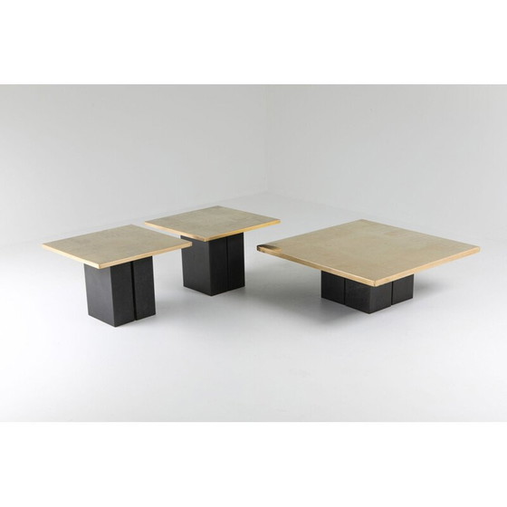 Image 1 of Ensemble de 3 tables d'appoint vintage en laiton par Christian Heckscher, Belgique 1970