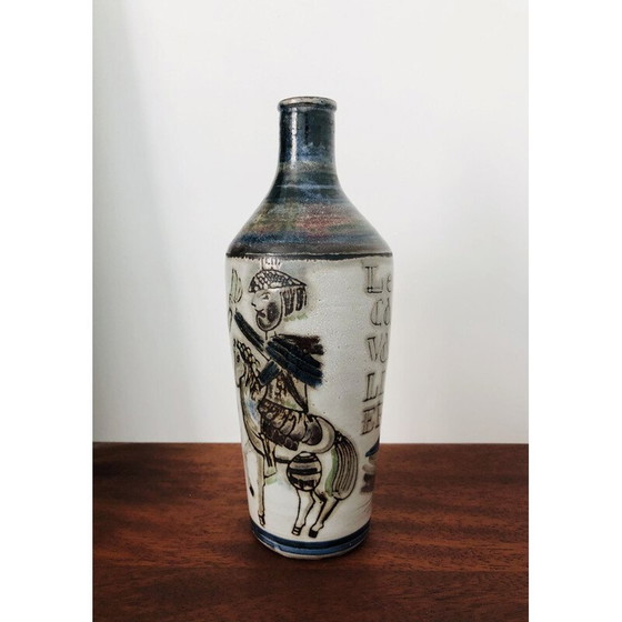 Image 1 of Vase vintage en céramique Le cavalier par Raymonde Leduc, France années 1960