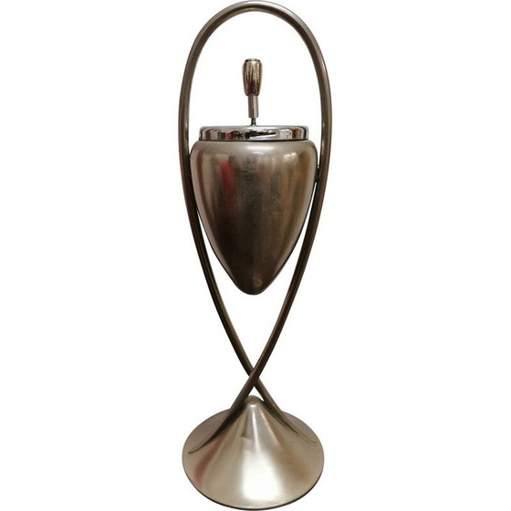 Image 1 of Cendrier de sol vintage en métal poli avec base en fonte non basculante, 1970