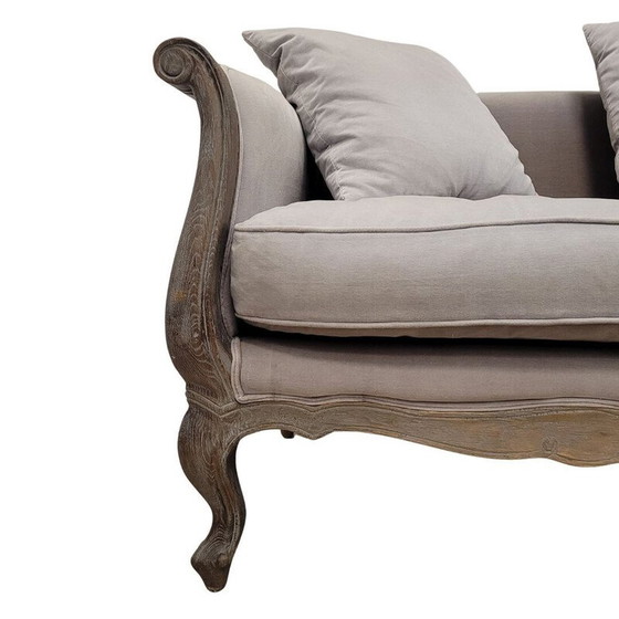 Image 1 of Canapé vintage en bois et velours gris, France