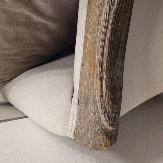 Image 1 of Canapé vintage en bois et velours gris, France