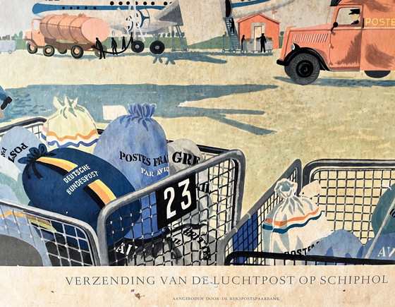 Image 1 of Plaque d'école "Envoi du courrier aérien à Schiphol".