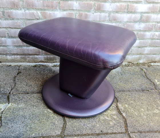 Image 1 of Leolux Seat Footstool Hocker Footstool Vintage Purple As New