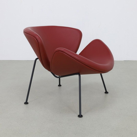 Image 1 of Fauteuil vintage en cuir orange par Pierre Paulin pour Artifort