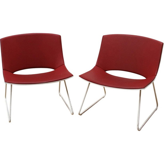 Image 1 of Paire de chaises vintage "Oh ! , Enea" en métal teinté blanc et plastique par Enea