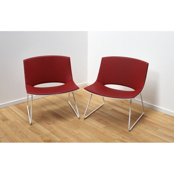 Image 1 of Paire de chaises vintage "Oh ! , Enea" en métal teinté blanc et plastique par Enea