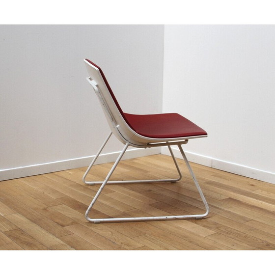 Image 1 of Paire de chaises vintage "Oh ! , Enea" en métal teinté blanc et plastique par Enea