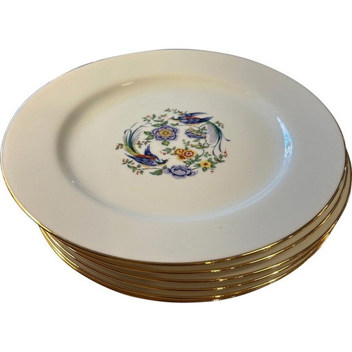 6 assiettes vintage en porcelaine d'Arnaud de Brissac pour La Seynie