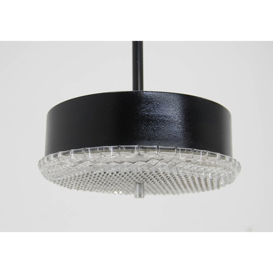 Image 1 of Paire de lampes suspendues vintage en métal noir et verre, Tchécoslovaquie 1960