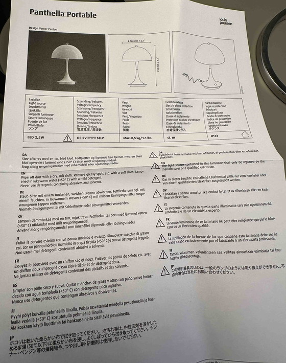 Image 1 of Louis Poulsen Panthella 160 Portable V1 Opal White Portable Table Lamp