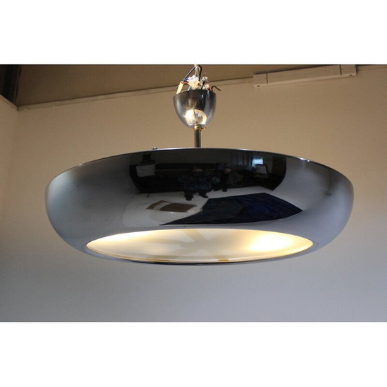 Image 1 of Lampe suspendue vintage en verre et chrome par Josef Hurka pour Napako, 1930