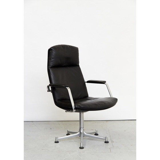 Image 1 of Fauteuils de bureau vintage Fk86 en acier et cuir par Jørgen Kastholm et Preben Fabricius pour Kill International