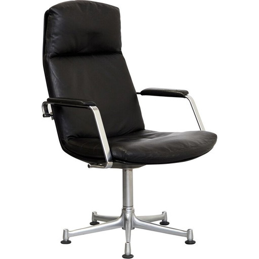 Fauteuils de bureau vintage Fk86 en acier et cuir par Jørgen Kastholm et Preben Fabricius pour Kill International
