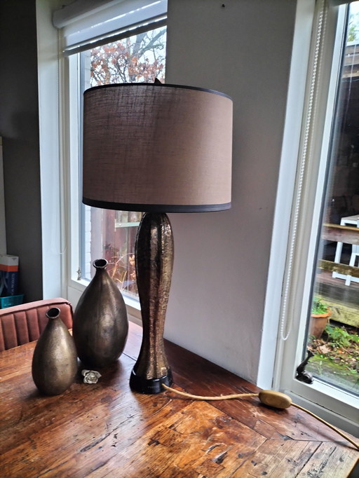 Lampe de table Pieter Adam avec 2 vases en bronze