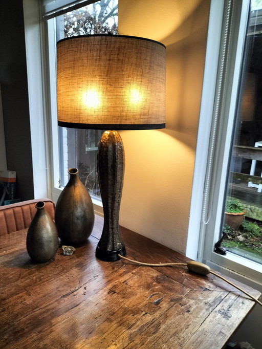 Lampe de table Pieter Adam avec 2 vases en bronze