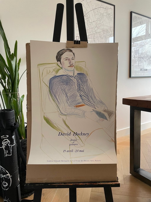 David Hockney, Dessins Et Gravures Affiche d'exposition, Imp. Dermont-Paris, Imprimé en France