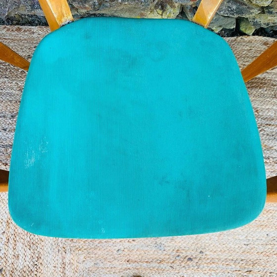 Image 1 of Ensemble de 4 chaises en bois vintage en vinyle