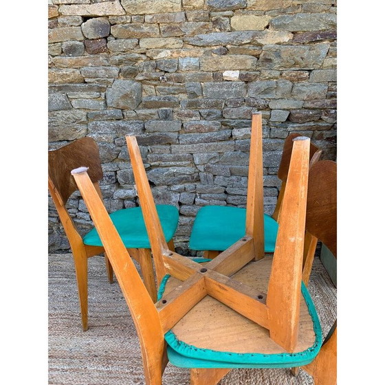 Image 1 of Ensemble de 4 chaises en bois vintage en vinyle