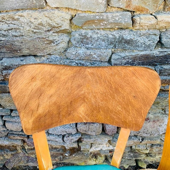Image 1 of Ensemble de 4 chaises en bois vintage en vinyle