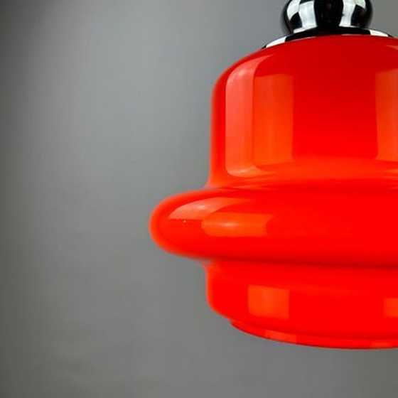 Image 1 of Lampe suspendue Hustadt Leuchten - Verre opalin rouge, 1960