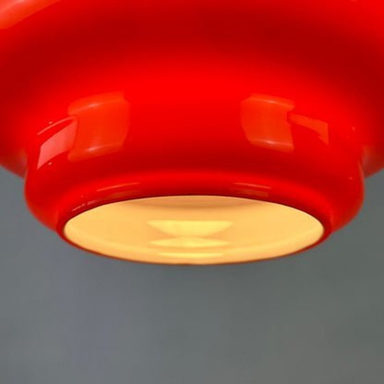 Image 1 of Lampe suspendue Hustadt Leuchten - Verre opalin rouge, 1960