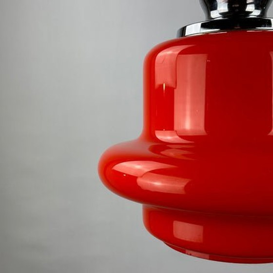 Image 1 of Lampe suspendue Hustadt Leuchten - Verre opalin rouge, 1960