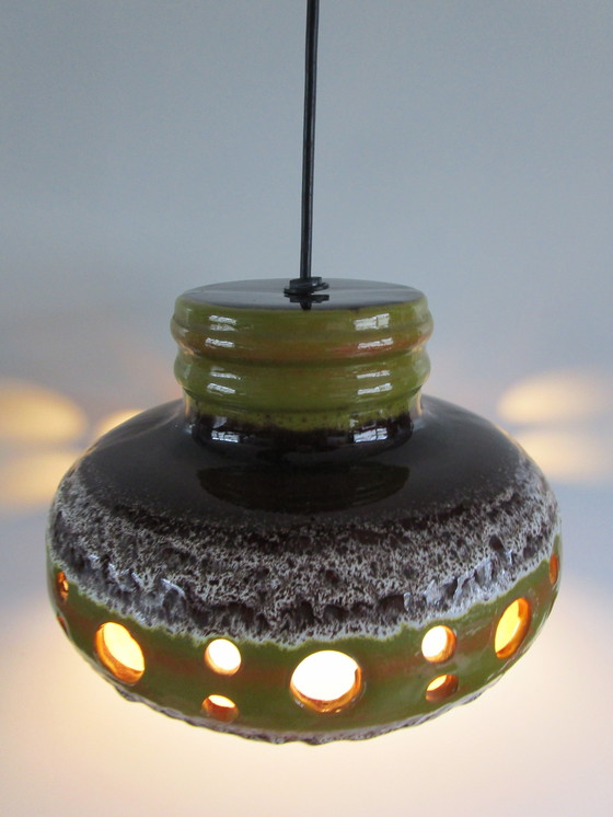 Image 1 of Magnifique grande lampe suspendue en céramique des années 1970