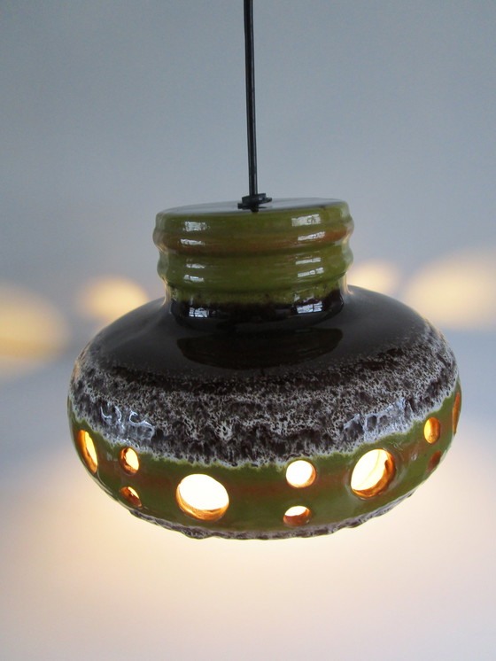 Image 1 of Magnifique grande lampe suspendue en céramique des années 1970