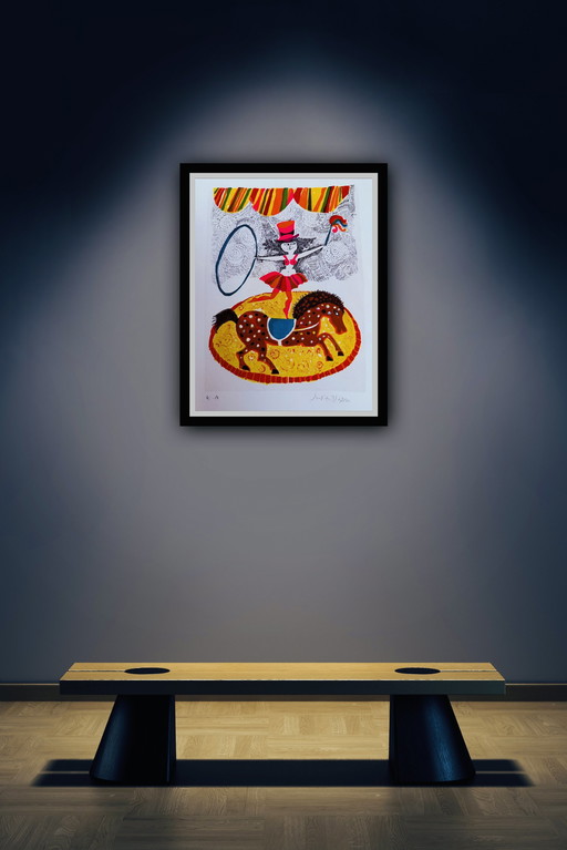 Judith Bledsoe : "L'Écuyère". Lithographie signée E.A.