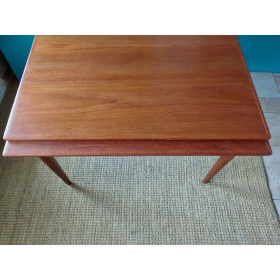 Image 1 of Table à rallonge vintage en teck carré Danemark 1960