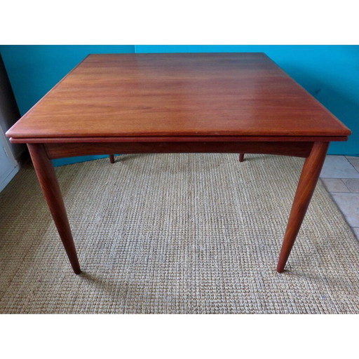 Table à rallonge vintage en teck carré Danemark 1960