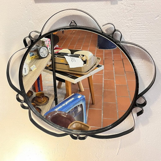 Miroir mural rond vintage pour Veb Sonneberg, Allemagne 1970