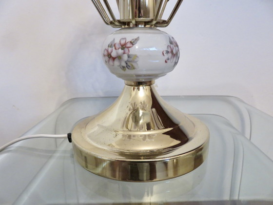 Image 1 of Lampe "Bouquet De Fleurs" Laiton, Porcelaine, 1980