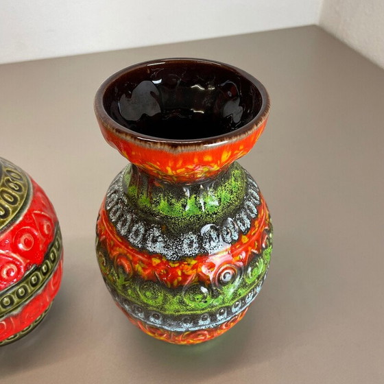 Image 1 of Paire de vases en poterie Op Art de Bay Ceramics, Allemagne, années 1970