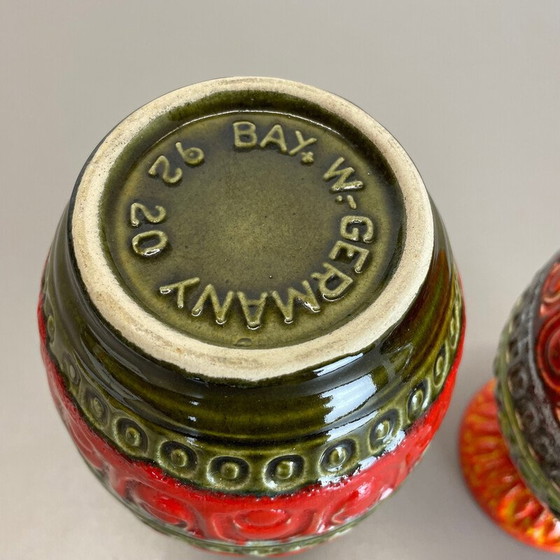 Image 1 of Paire de vases en poterie Op Art de Bay Ceramics, Allemagne, années 1970