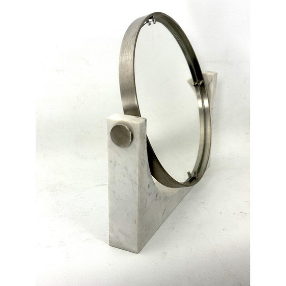 Image 1 of Miroir de courtoisie vintage en marbre de Carrare par Angelo Mangiarotti, Italie 1960